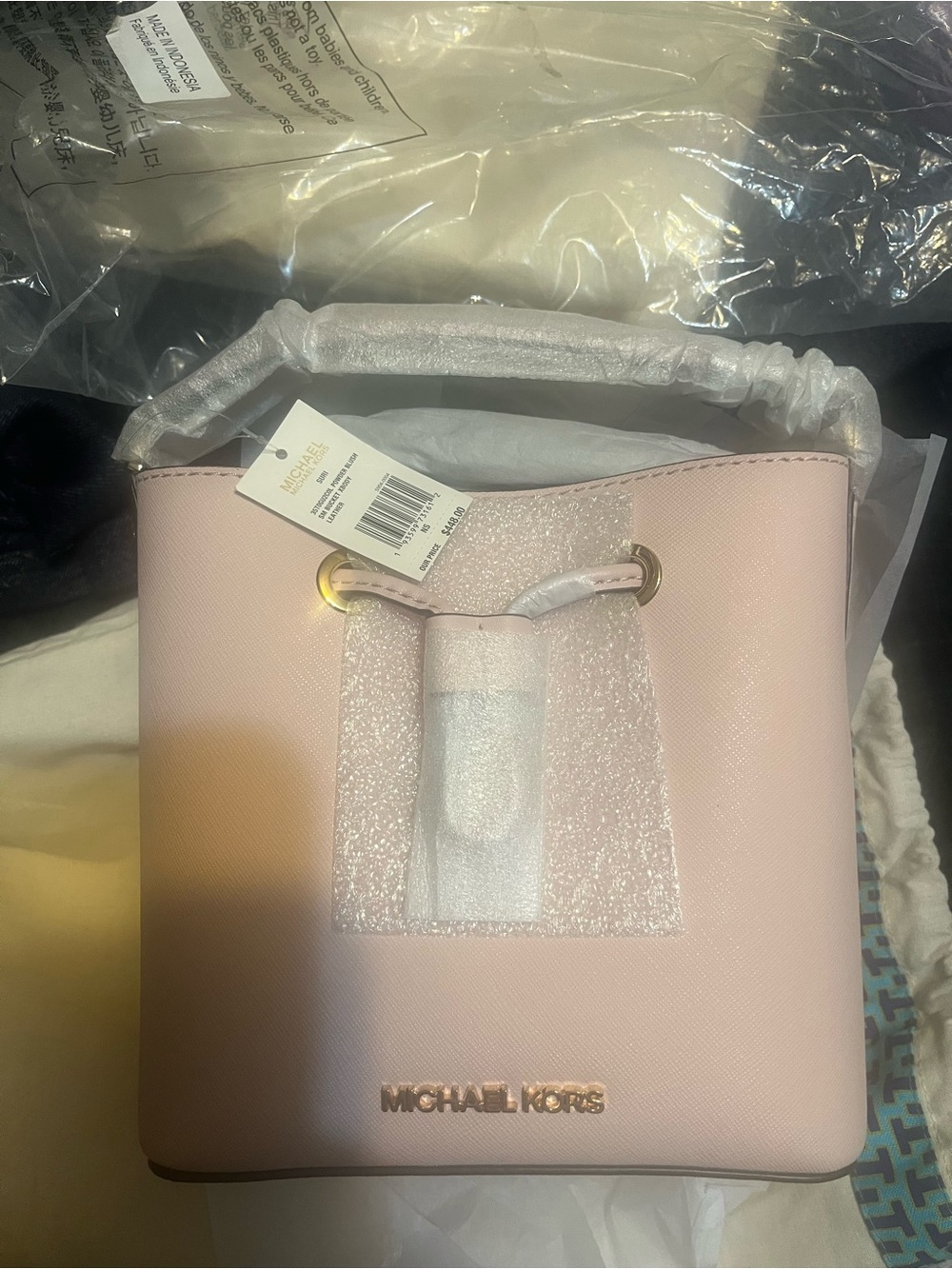 Michael Kors Blush Pink Saffiano Bucket Shoulder Bag